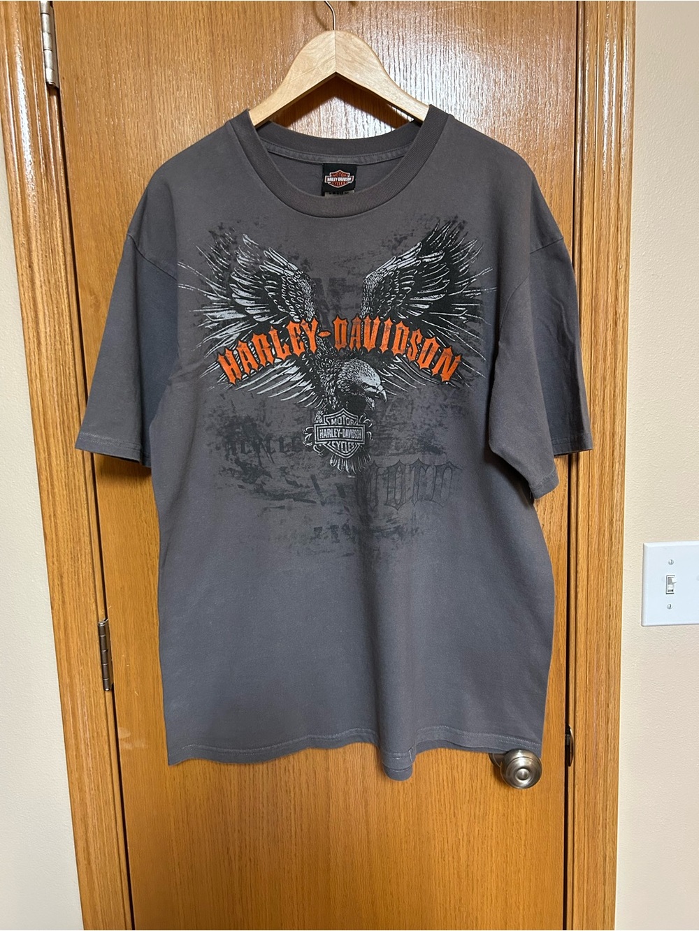 Harley-Davidson Black Graphic Eagle T-Shirt with Orange Logo